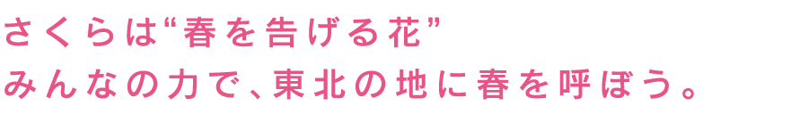 さくらは“春を告げる花”。みんなの力で、東北の地に春を呼ぼう。