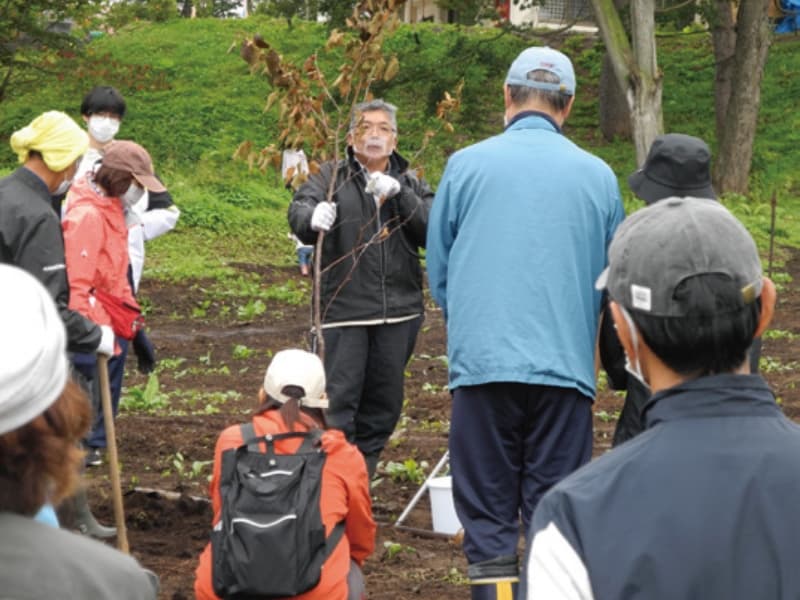 植え方の説明を受ける